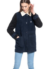 Lee Women's Sky Captain Sherpa Fleece Jacket Winter Workwear Wool Coat Navy - S