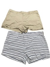  2 Pair Size 18 GAP Shorts Womens Blue/white Stripes 3 Inch  Tan City Short