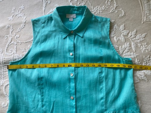 J. Jill Love Linen Blouse size Small Sleeveless Button 100% Linen Tunic Top - Picture 3 of 6