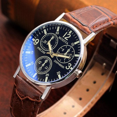 Stylish Casual Quartz Watch with Round Dial and Imitation Leather Strap