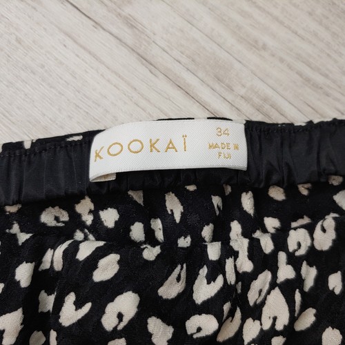 Kookai Women's Animal Spot Print Midi Skirt Relaxed Flowy Size 34 Black White - Picture 3 of 6