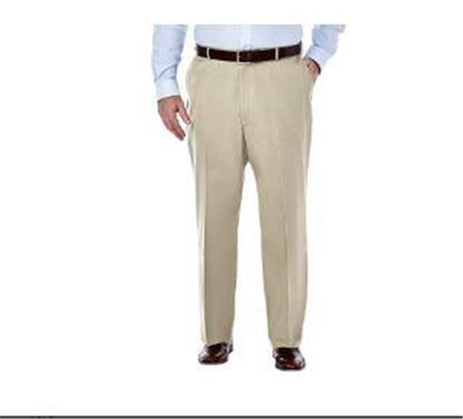Dress Pants Classic Fit Flat Khaki Size 40 X 36