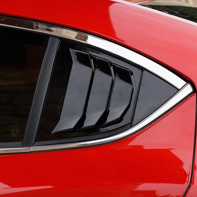 Glossy Black Rear Window Louvers Shutters Trim For Mazda 3 Axela 2014