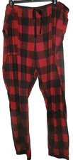New Womens 3X 22W-24W Red Black Plaid Hacci Jogger Sleep Pajama Pants Joyspun