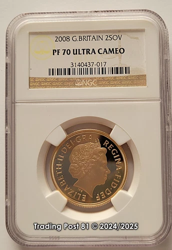 2008 GREAT BRITAIN - 2 Pounds Gold Sovereign - NGC Proof 70 Ultra Cameo
