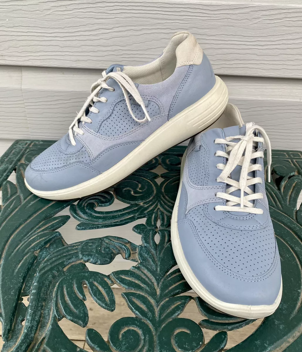 metallisk en milliard omvendt ECCO Soft 7 Leather Runner Sneakers Dusty Blue Womens Sz 40 US 9 Lace Up |  eBay