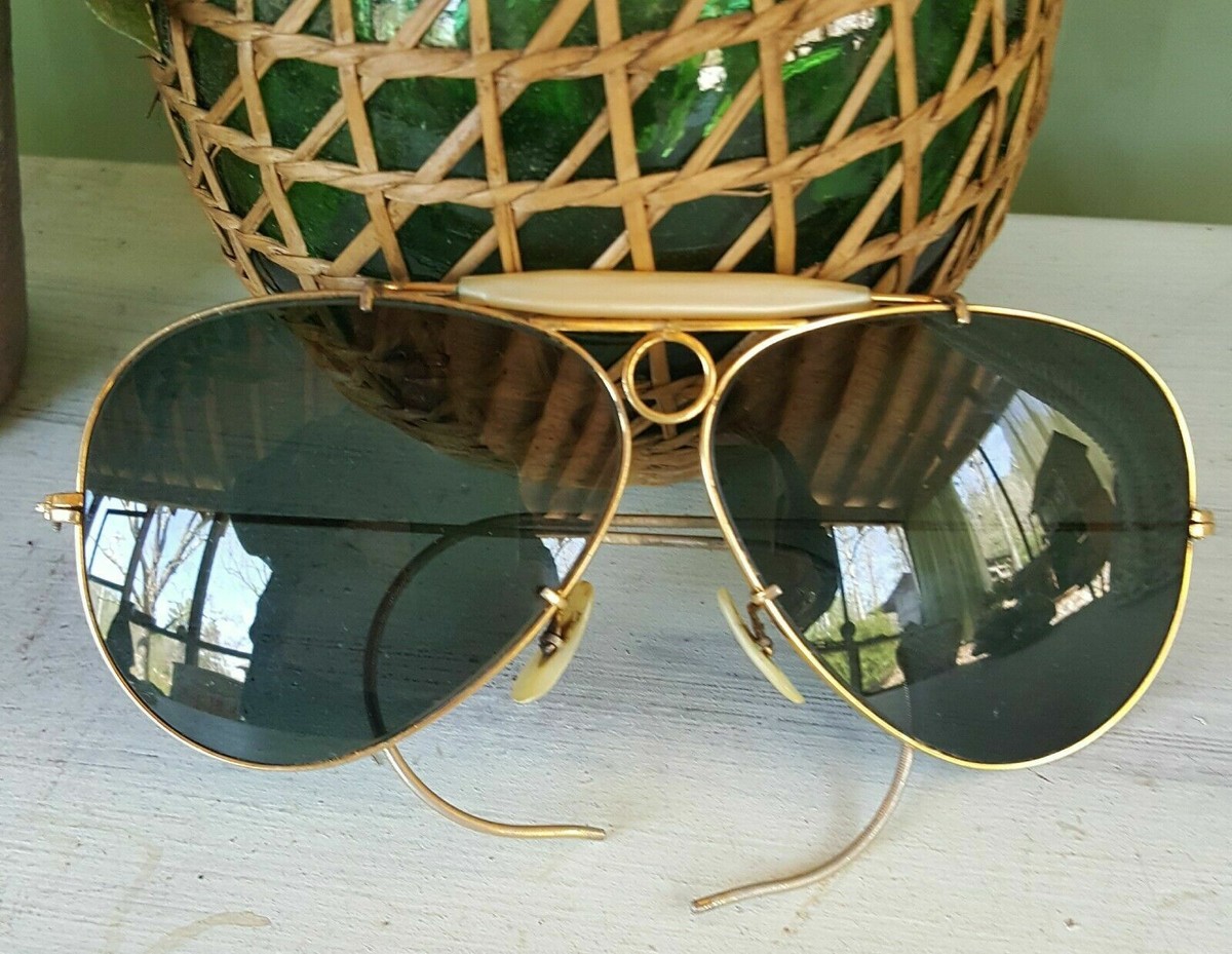 62mm VINTAGE B&L RAY-BAN USA ARISTA 24K GP G15 UV SHOOTING AVIATOR