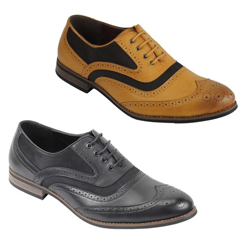 Mens Retro Vintage Wing Tip Leather 