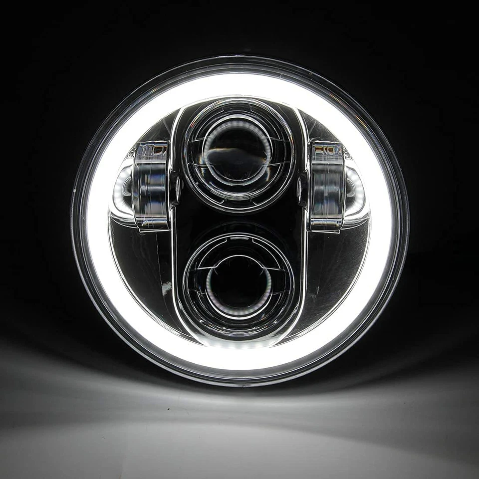 Chrome 5 3/4" Daymaker LED Halo DRL Headlight for Harley Davidson Vrod Dyna 5.75 - Image 2 of 4