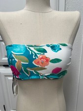 Carmen Marc Valvo Women'sBandeau Bikini Top  Blue Multi floral