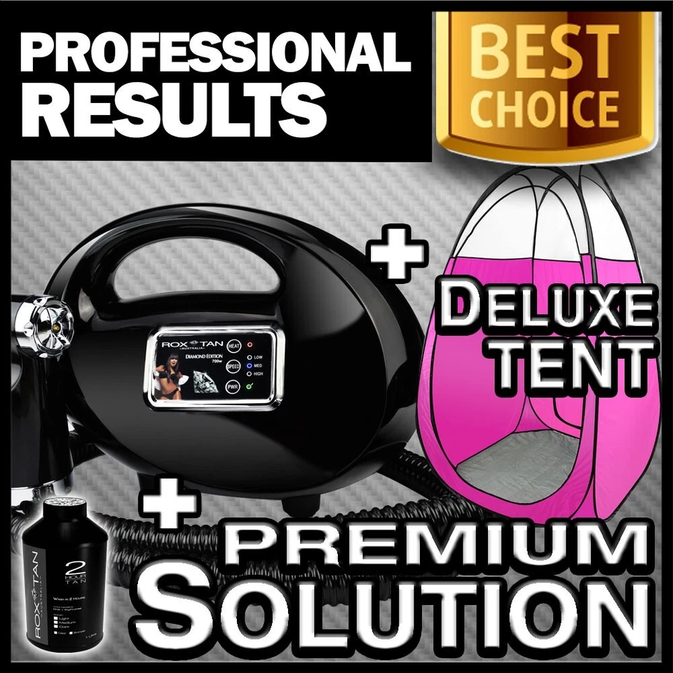 NEW - BLACK SPRAY TAN MACHINE & PINK TENT KIT - BONUS SOLUTION -HVLP 700 TANNING