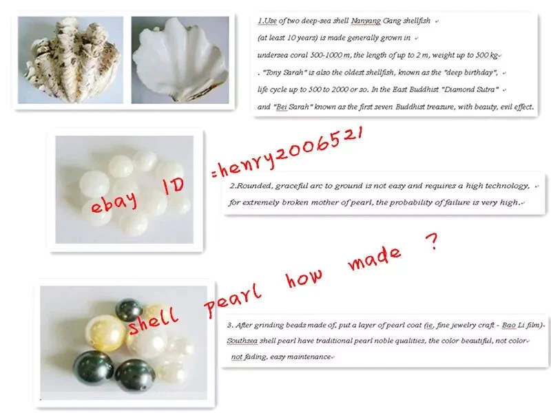 cada nudo blanco y gris púrpura 10mm AAA shell collar de perlas largo 35 pulgadas Foto 4 de 4