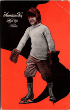 "American Boy" High Top Shoes Ice Scates Advertising Postcard