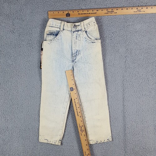80s 90s Faded Acid Wash Relaxed Tapered Girls Size 5 Denim High Waist Jeans - Picture 9 of 10