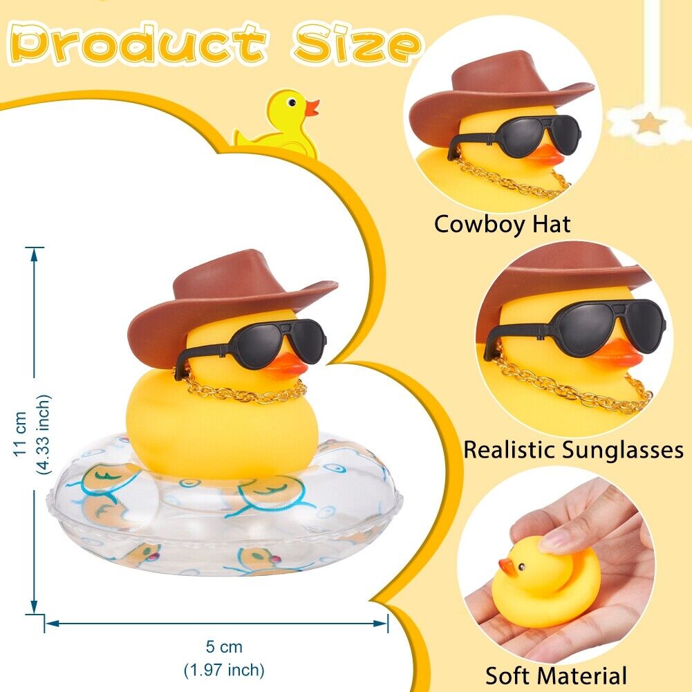 Rubber Yellow Duck, Hat Duck, Glasses Duck, Necklace Duck, Life