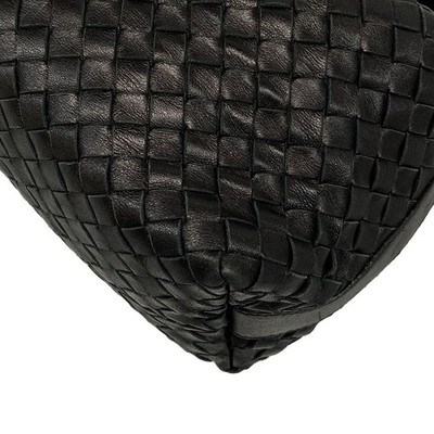 Bottega Veneta Intrecciato Handbag Black Leather Small Bag 114087