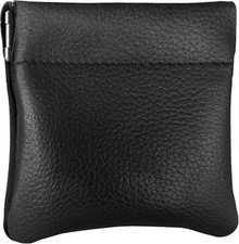 Genuine Leather Squeeze Coin Purse, Coin Pouch Made IN U.S.A. Change Holder For
