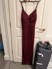 Lipsy London Burgundy Embellished Maxi EveningDress UK 10