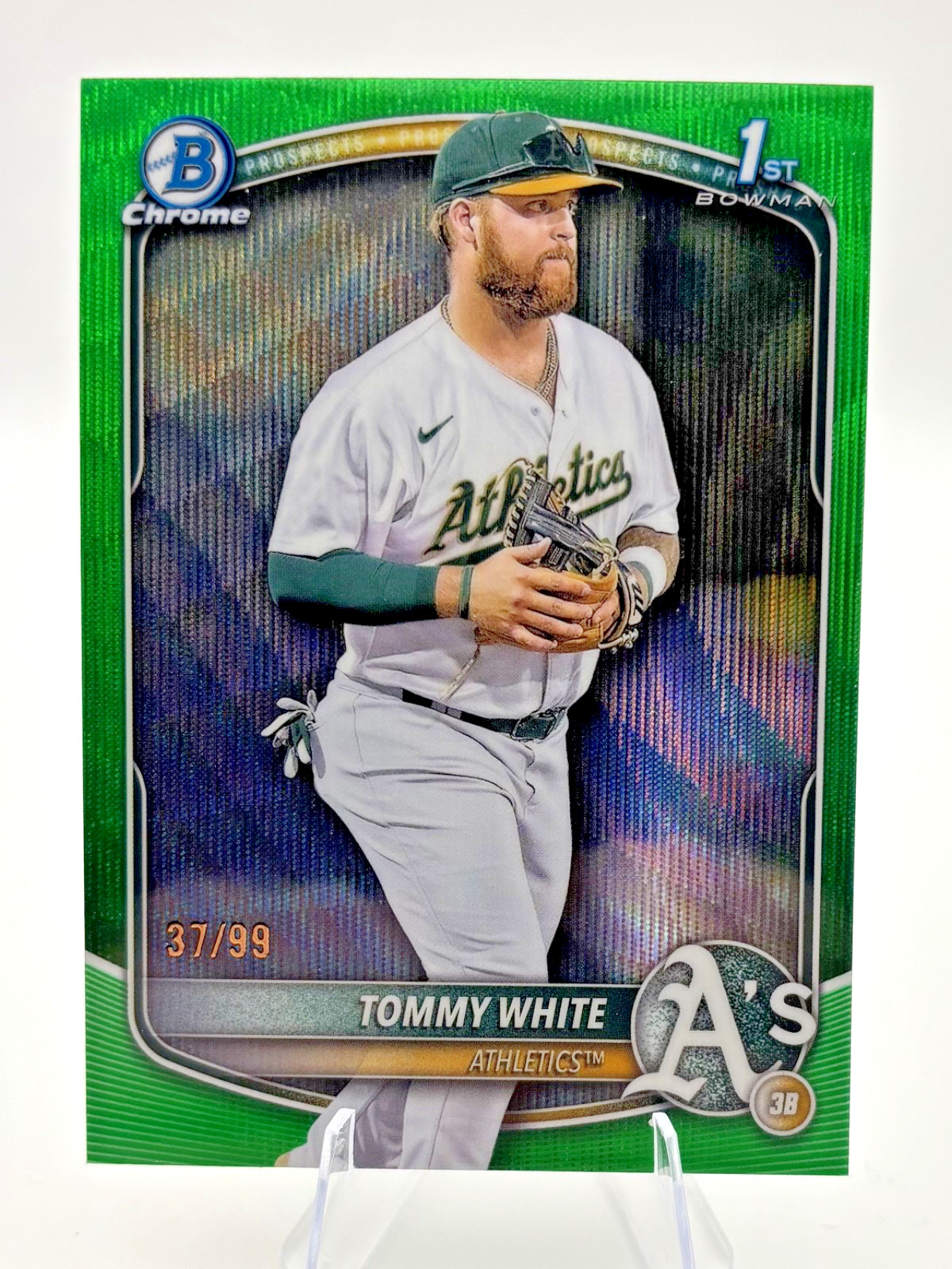2025 Bowman Chrome Prospects Tommy White #BCP-251 Green Wave Refractor /99 A's