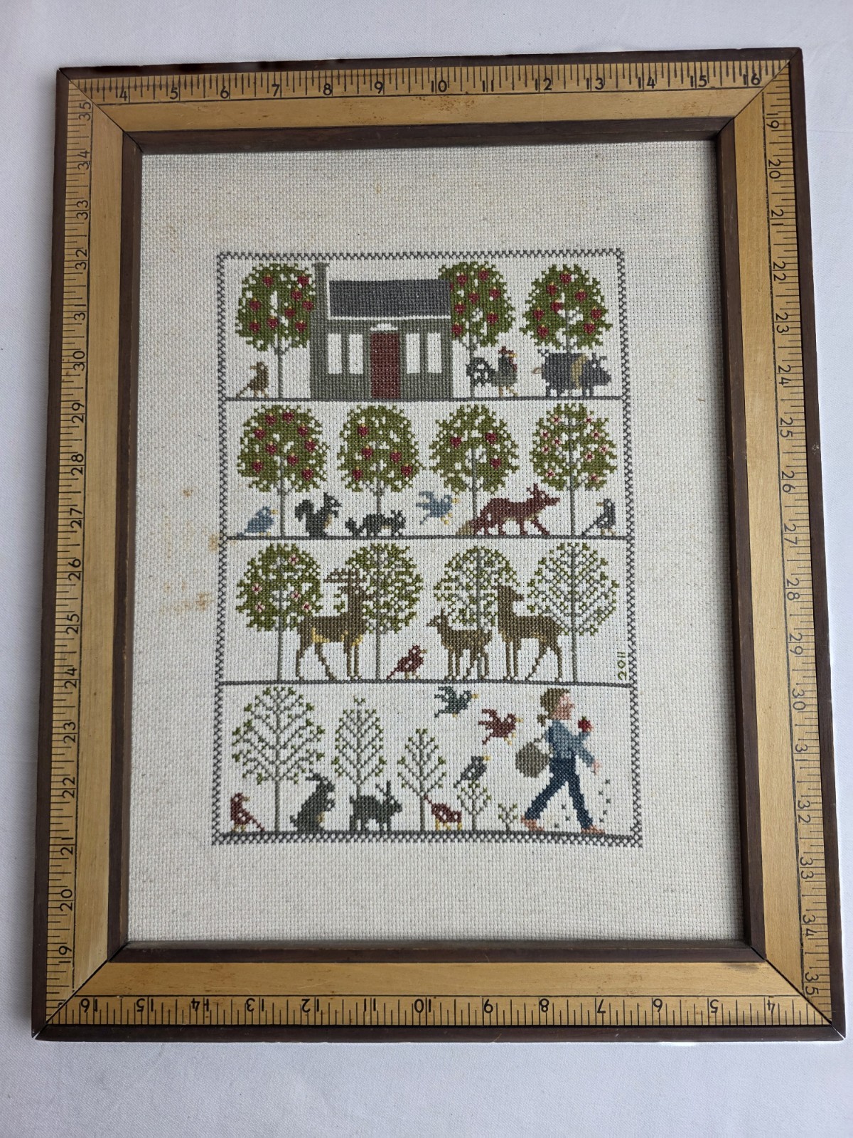 Prairie Schooler Johnny Appleseed Book 9 Completed Framed Cross Stitch ...