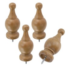 Wood Finials for Curtain Rods, Decorative Screw on End Caps Curtain Drapery R...