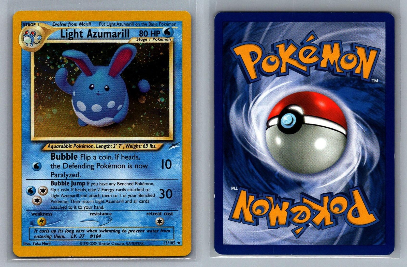 Light Azumarill #13/105 Unlimited Holo Neo Destiny Vintage Pokemon Card - LP