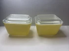 SET OF 2 Vintage PYREX Yellow Refrigerator Dishes 501B 1-1/2 Cup With Lids