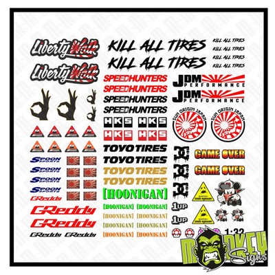 Waterslide Decal 1:32 - 1:43 Racing Slotcar Japan ASIA Drift Subaru Honda Toyota