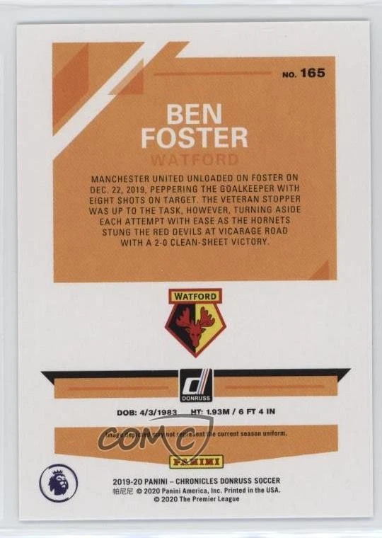 2019-20 Panini Chronicles Donruss Premier League Mosaic Ben Foster #165 - Image 2 of 2