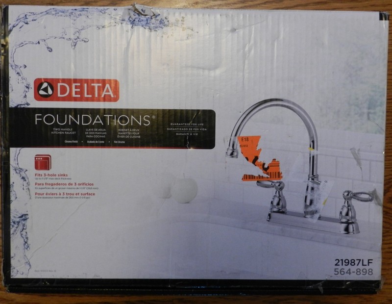 Delta 21987LF Foundations 2-Handle Standard Kitchen Faucet Chrome, Open
