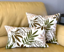 2 Sizes Embroidered Tropical Leaves Monstera Botanical Pillow Cover New