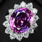 925 Sterling Silver White Gold Rings Floral Royal Purple Sapphire 8.25Ct Size 6