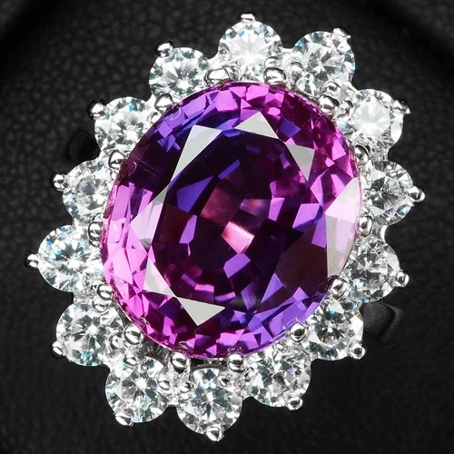 925 Sterling Silver White Gold Rings Floral Royal Purple Sapphire 8.25Ct Size 6