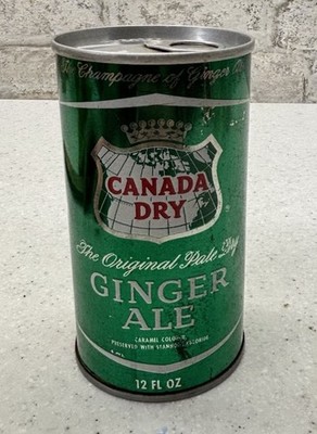 Vintage Canada Dry Ginger Ale Soda Can 12oz Steel Pull Tab 1960s Pop