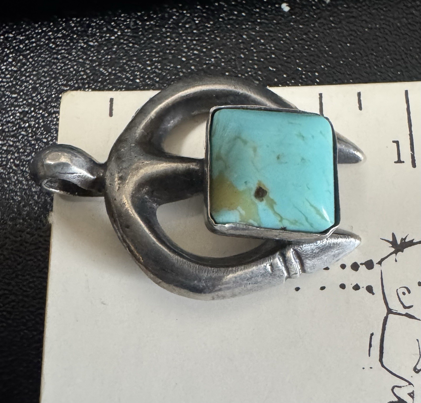 925 Sterling Silver Small Native Signed Turquoise… - image 6