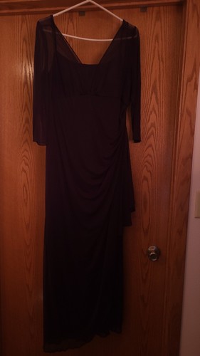 💜 ALEX EVENING lila aubergine Babydoll A-Linie Kleid 16 S Ärmel hinten Reißverschluss Haken - Bild 9 von 21