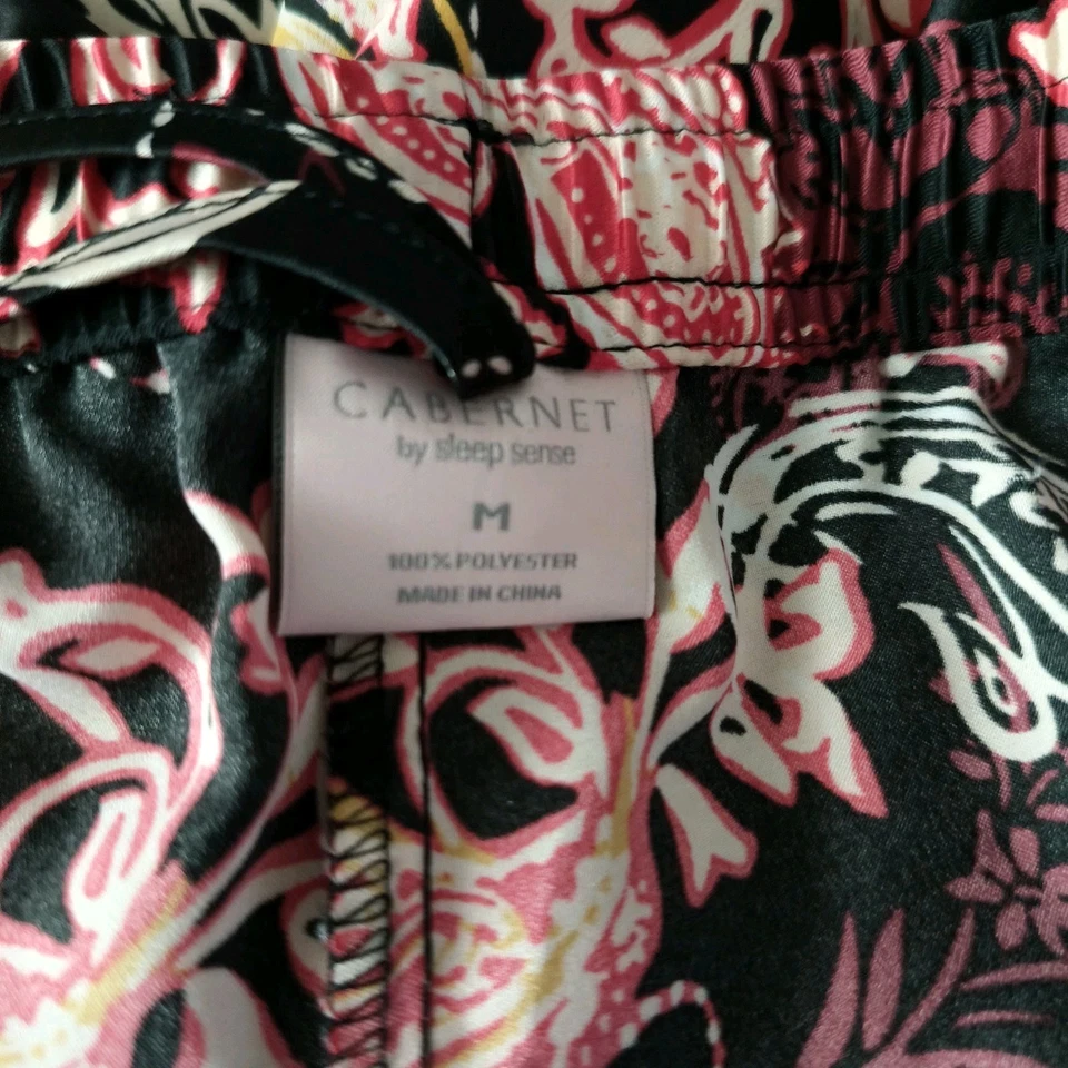 Pantalones Cabernet by Sleep sense Lounge Sleep Talla M Negro Rosa Blanco Rojo Paisleys Foto 4 de 4