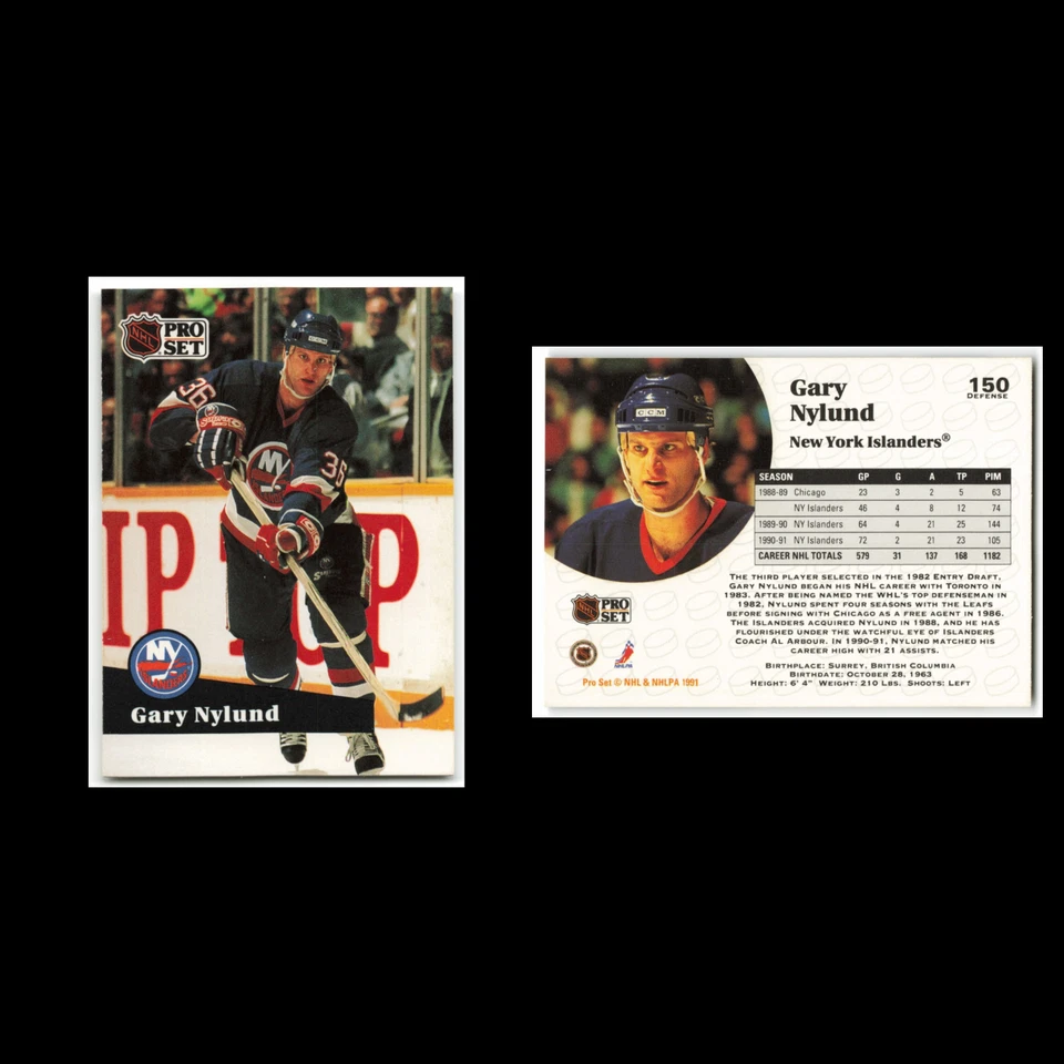 Gary Nylund #150 1991 Pro Set New York Islanders Hockey Card NHL NM - Image 3 of 3