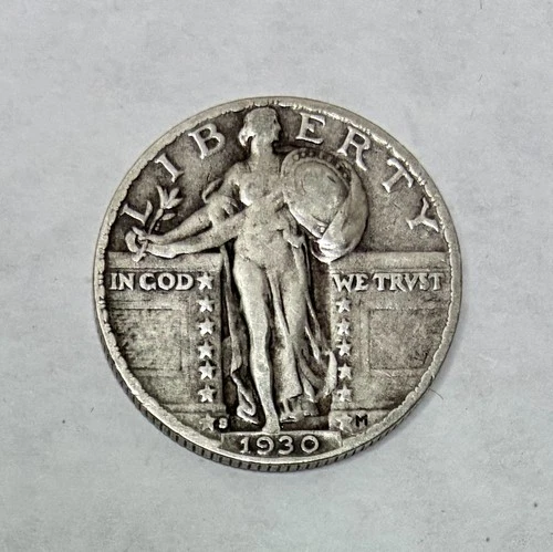 1930-S Silver Standing Liberty Quarter, VF Condition