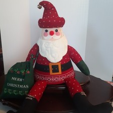 Shelf Sitting SANTA Plush Holiday Decor with Weighted Bottom, 12 inches sitting