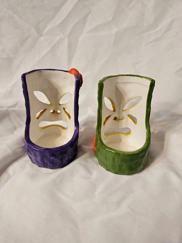 Подсвечники Yankee Candle Tiki Tea Light фиолетовые и зеленые 2 дюйма ширина X высота 3,50 - Изображение 2 из 3