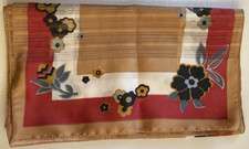 Retangular Fashion Sheer Polyester Tan Grey Rust Black Floral Wrap Scarf Long