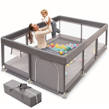 Baby Playpen Large Play Yard Fence for Toddlers,71"X50" Dark Gray