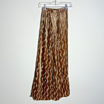 Urban Renewal Palazzo Pants XS golden brown Cut Velvet Pull Up Minimalist