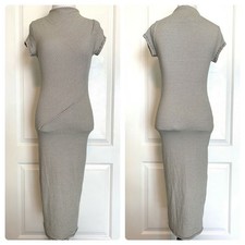 Black/Bead Los Angeles Boutique Black White Mock High Neck Bodycon Midi Dress L