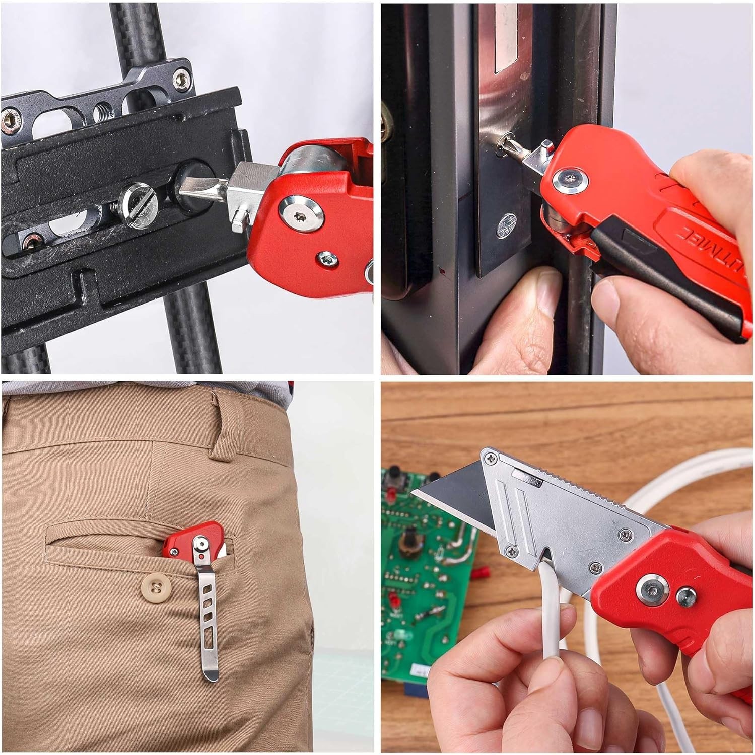 Compact Multitool Knife with Aluminum Handle Blade Storage and Safety Features