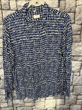 Milano Bluse Viskose (44) DE 38/40 Tragbar Royalblau Schwarz ,22B181
