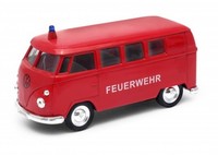 Welly 1963 Volkswagen T1 Bus Feuerwehr Rot MaßStab 1:34 1:39 4,5 Zoll Diecast