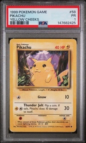 Pikachu PSA 1 58/102 Unlimited Base Set Pokemon TCG Regular