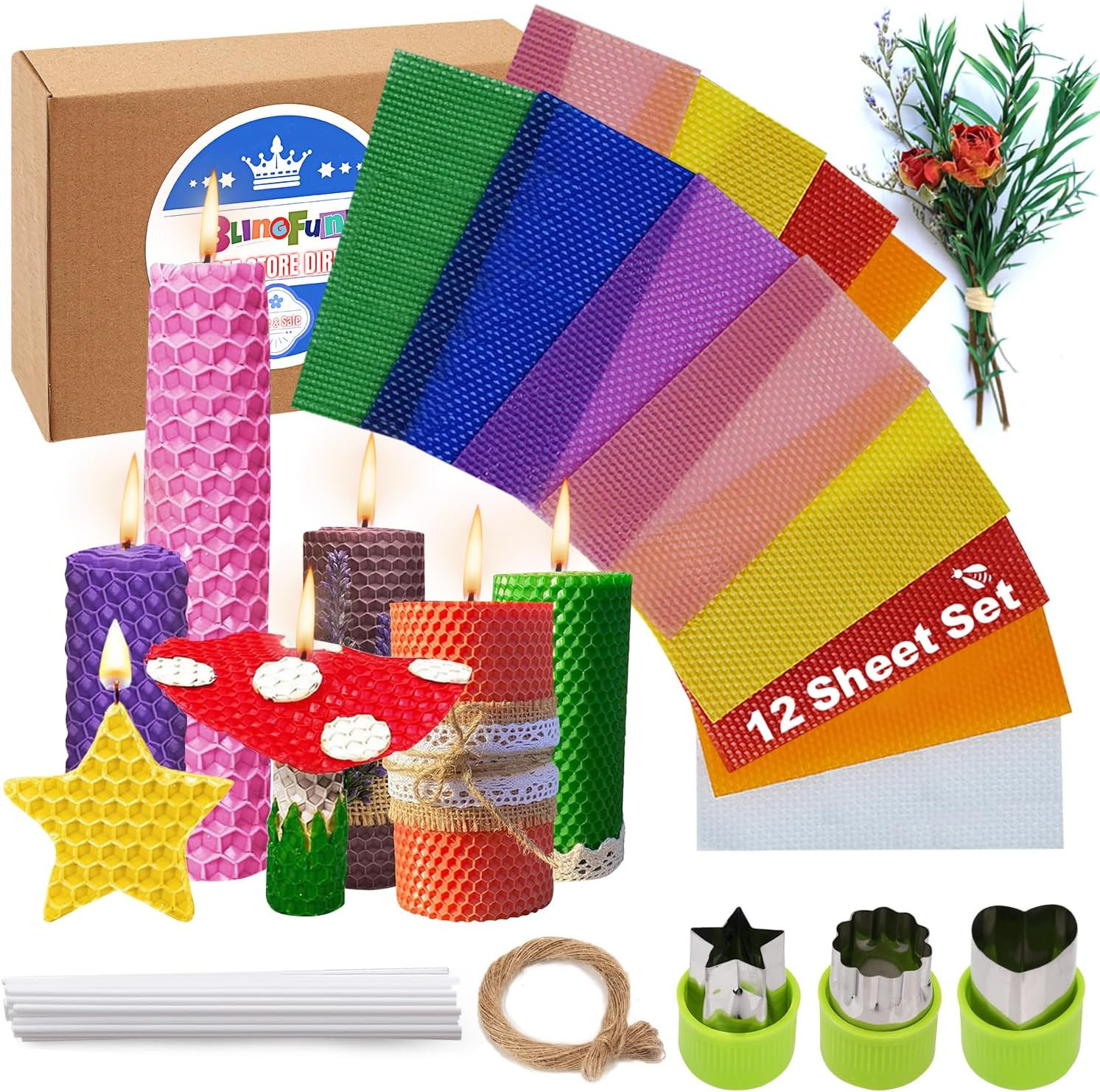 Beeswax Sheets Candle Making Kit, 12 Colors Pure Beeswax She
